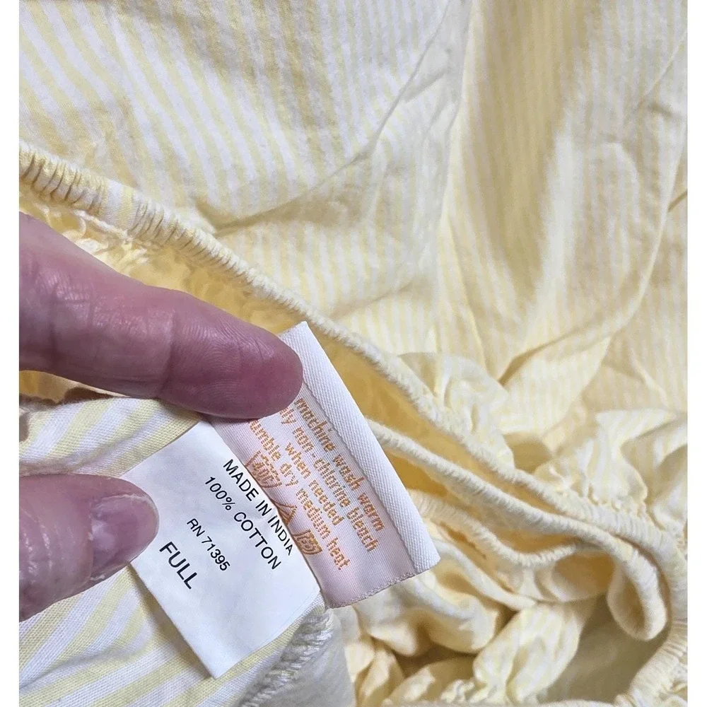 Pottery Barn Kids Full Fitted Sheet Yellow Stripe Cotton Bedding